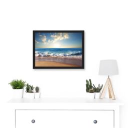 Artery8 Photo Seascape Beach Sand Ocean Surf Waves A4 Artwork Framed Wall Art Print in Black - thumbnail 2