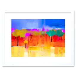 "Artery8 Wall Art Print Abstract Landscape with Trees Art Framed 9x7 inch in White - Size: W7"" x H9""" - thumbnail 1