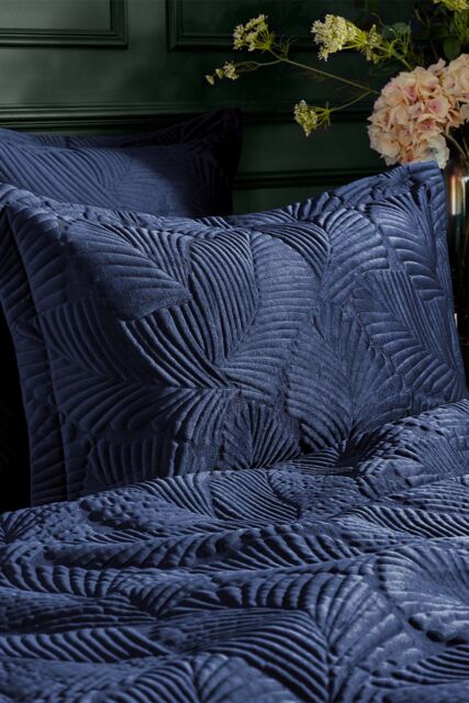 Paoletti Palmeria Quilted Velvet Pillowcase in Navy - image 1