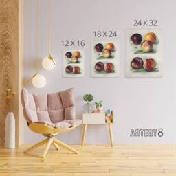 "Artery8 Vintage Fruit Illustration Peach Varieties Wright Canvas Art Print in White - Size: W12"" x H16""" - thumbnail 4