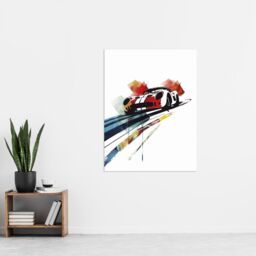 "Artery8 Race Car Racing Sport Watercolour Brush Strokes Wall Art Print in Red - Size: W24"" x H32""" - thumbnail 4