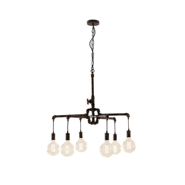 Netlighting AMARCORD Industrial 6 Light Pendant Ceiling Light Rust 71x58cm in Brown - Size: 71x58 cm - image 1
