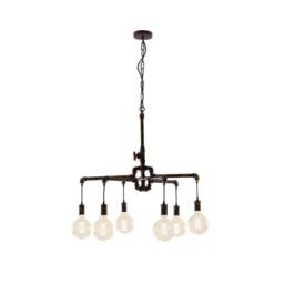 Netlighting AMARCORD Industrial 6 Light Pendant Ceiling Light Rust 71x58cm in Brown - Size: 71x58 cm - thumbnail 1