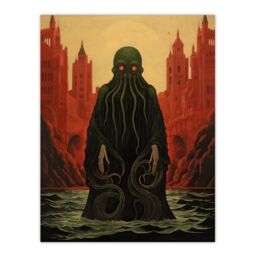 "Artery8 Wall Art Print Cthulhu Awakens H.P. Lovecraft Mythos Arkham Horror Yog-Sothoth Artwork Painting Poster - Size: W12"" x H16""" - thumbnail 1