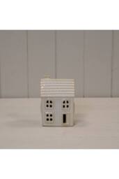 KDMD Stoneglazed Ceramic LED Traditional House Ornament in Off-White - thumbnail 1