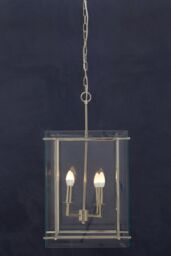 Orsina Four Bulb Pendant Light, Industrial Style Nickel Finish Ceiling Light, Rectangular Pendant With Glass Shade in Silver - thumbnail 3