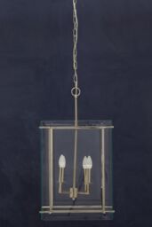 Orsina Four Bulb Pendant Light, Industrial Style Nickel Finish Ceiling Light, Rectangular Pendant With Glass Shade in Silver - thumbnail 2