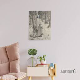 "Artery8 Luc Olivier Merson Joan of Arc Hearing the Voices Canvas Art Print in Grey - Size: W12"" x H16""" - thumbnail 3