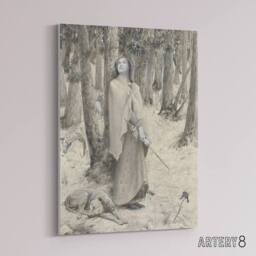 "Artery8 Luc Olivier Merson Joan of Arc Hearing the Voices Canvas Art Print in Grey - Size: W12"" x H16""" - thumbnail 2
