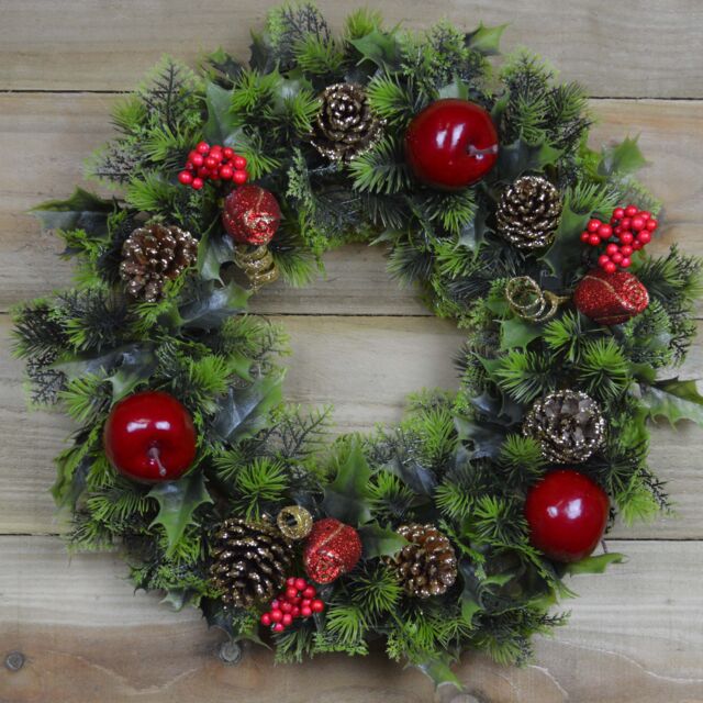 Samuel Alexander Premier 45cm Indoor / Outdoor Christmas Wreath Decoration - Red & Green - image 1
