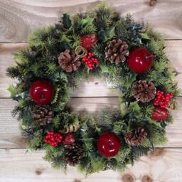 Samuel Alexander Premier 45cm Indoor / Outdoor Christmas Wreath Decoration - Red & Green - thumbnail 3