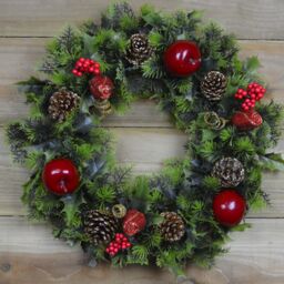 Samuel Alexander Premier 45cm Indoor / Outdoor Christmas Wreath Decoration - Red & Green - thumbnail 1