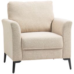HOMCOM Linen Fabric Modern Accent Chair with Metal Legs, Wood Frame, Beige - Size: Small - thumbnail 2