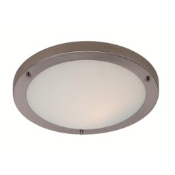 Netlighting Rondo LED 24 Light Flush Ceiling Light Brushed Steel Opal Glass IP44 in Grey
