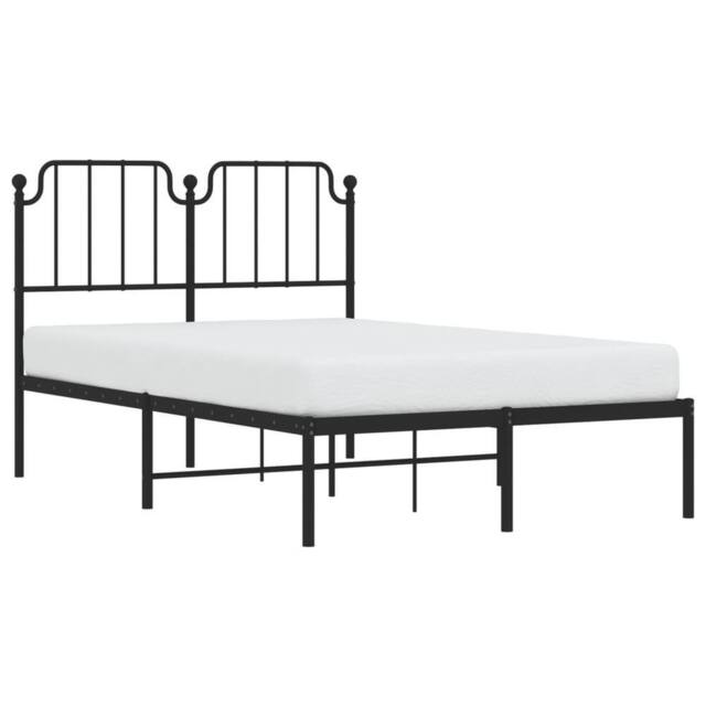 Berkfield Home Metal Bed Frame with Headboard Black 120x190 cm Small Double - image 1