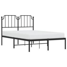 Berkfield Home Metal Bed Frame with Headboard Black 120x190 cm Small Double - thumbnail 1