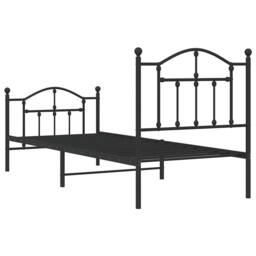 Berkfield Home Metal Bed Frame with Headboard & Footboard Black 90x190 cm Single - thumbnail 7
