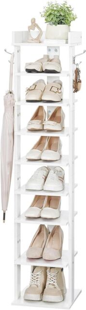 Rafaelo Mobilia 9 Tier Shoe Rack Narrow White - image 1