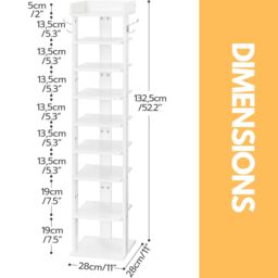 Rafaelo Mobilia 9 Tier Shoe Rack Narrow White - thumbnail 2