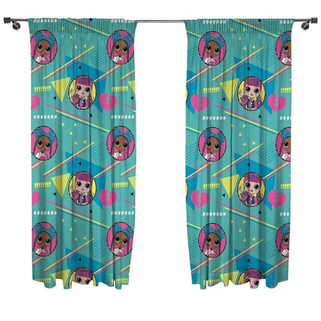 LOL Surprise OMG Beat Pencil Pleat Curtains Pack of 2 in Turquoise - image 1