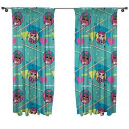LOL Surprise OMG Beat Pencil Pleat Curtains Pack of 2 in Turquoise - thumbnail 1