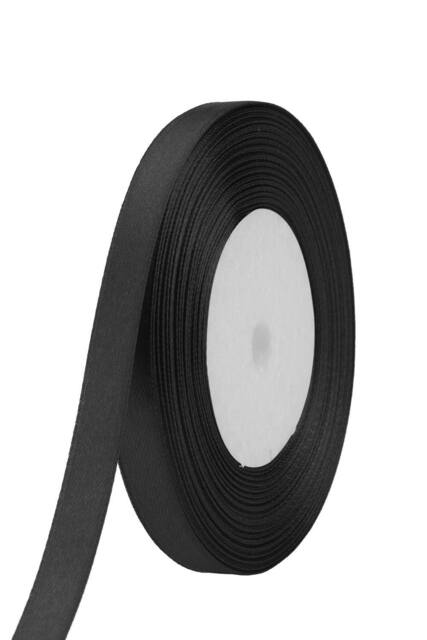 Neel Blue Double Sided Satin Polyester Ribbon Roll, 6mm x 25 Metres in Black - image 1