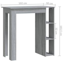 Berkfield Home Bar Table with Shelf Grey Sonoma 102x50x103.5 cm Engineered Wood - thumbnail 7