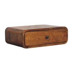 Wyld Haus Udine Wall Mounted Mango Wood Bedside Table with Drawer in Brown - thumbnail 3