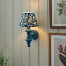 Netlighting Carnaby Blue Wall Light Blue Fabric Ripple Shade 20cm B22 - thumbnail 2