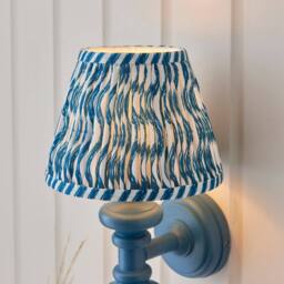 Netlighting Carnaby Blue Wall Light Blue Fabric Ripple Shade 20cm B22 - thumbnail 3
