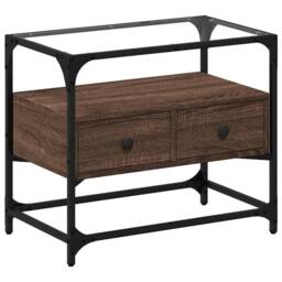 Berkfield Home TV Cabinet with Glass Top Brown Oak 60x35x51 cm Engineered Wood - Size: 60 x 35 x 51 cm