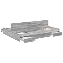 Berkfield Home Storage Bed Frame Grey sonoma 135 x 190 cm Wood composite - thumbnail 3