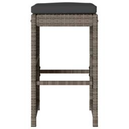 Berkfield Home Beautiful Garden Bar Stools with Cushions 2 pcs Grey Poly Rattan - thumbnail 4