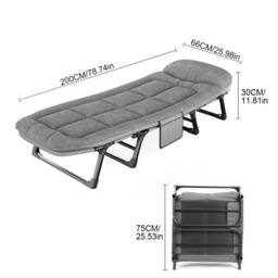Havendro Single Foldable Folding Bed Mattress Guest Bed Heavy Duty in Grey - thumbnail 2