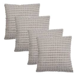 OHS 4 Pack Bobble Cushion Covers Home Decor Set in Light Grey - Size: 45 cm x 45 cm - thumbnail 1