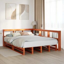 Berkfield Home Bookcase Bed without Mattress Wax Brown 140x200cm Solid Wood Pine - Size: 140x200 cm - thumbnail 4