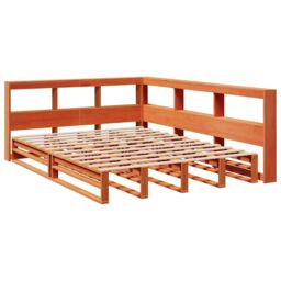 Berkfield Home Bookcase Bed without Mattress Wax Brown 140x200cm Solid Wood Pine - Size: 140x200 cm - thumbnail 3