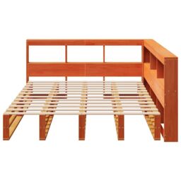 Berkfield Home Bookcase Bed without Mattress Wax Brown 140x200cm Solid Wood Pine - Size: 140x200 cm - thumbnail 5