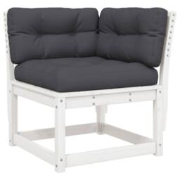 Berkfield Home Garden Sofa Corner with Cushions White 73x73x78 cm Solid Wood Pine - Size: 73 x 73 x 78 cm