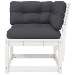 Berkfield Home Garden Sofa Corner with Cushions White 73x73x78 cm Solid Wood Pine - Size: 73 x 73 x 78 cm - thumbnail 6