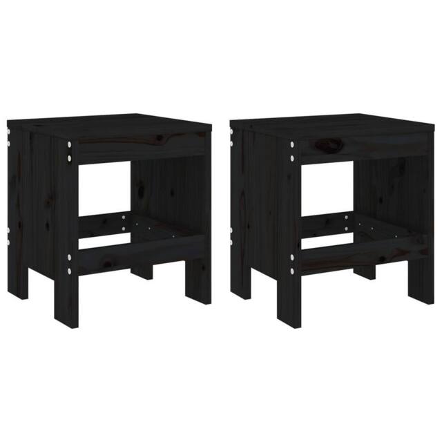 Berkfield Home Garden Stools 2 pcs Black 40x36x45 cm Solid Wood Pine - Size: 40 x 36 x 45 cm - image 1