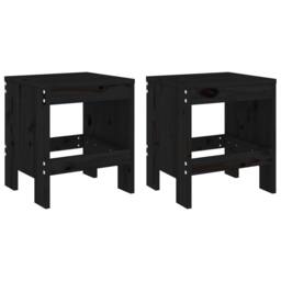 Berkfield Home Garden Stools 2 pcs Black 40x36x45 cm Solid Wood Pine - Size: 40 x 36 x 45 cm