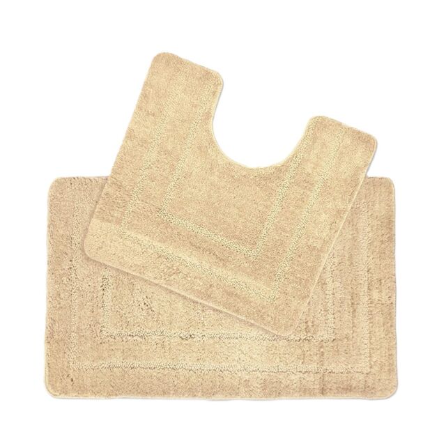 Allure Bath Fashions Two Piece Non-Slip Bath Mat & Pedestal Mat Set in Beige - image 1