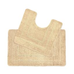 Allure Bath Fashions Two Piece Non-Slip Bath Mat & Pedestal Mat Set in Beige - thumbnail 1