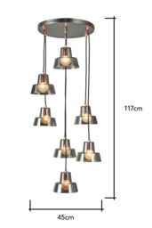BHS Lighting Demi Pewter Pendant Ceiling Light in Silver - thumbnail 5