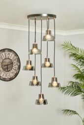 BHS Lighting Demi Pewter Pendant Ceiling Light in Silver - thumbnail 4
