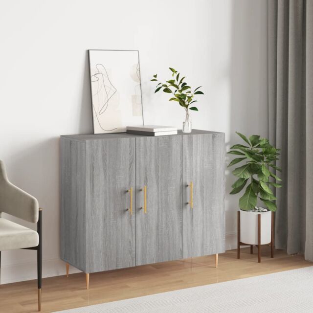 Berkfield Home Sideboard Grey Sonoma 90x34x80 cm Engineered Wood - Size: 90 x 34 x 80 cm - image 1