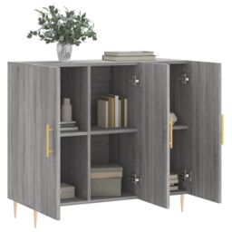 Berkfield Home Sideboard Grey Sonoma 90x34x80 cm Engineered Wood - Size: 90 x 34 x 80 cm - thumbnail 4