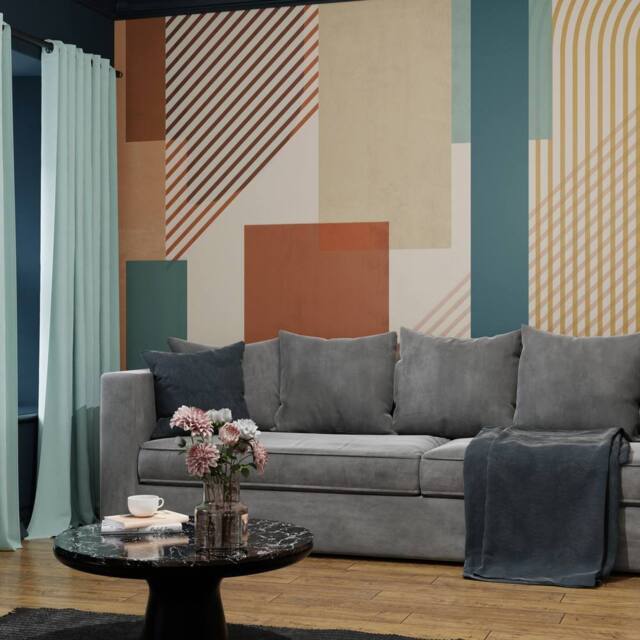 Superfresco Easy Graphic Teal Terracotta Print To Order 3m x 2.8m Mural in Blue - image 1