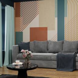 Superfresco Easy Graphic Teal Terracotta Print To Order 3m x 2.8m Mural in Blue